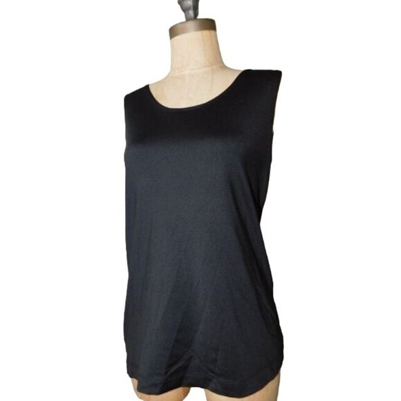 Chico's Size L Large (2) Black Scoop Neck Tank Style Top STRETCH - Picture 1 of 2
